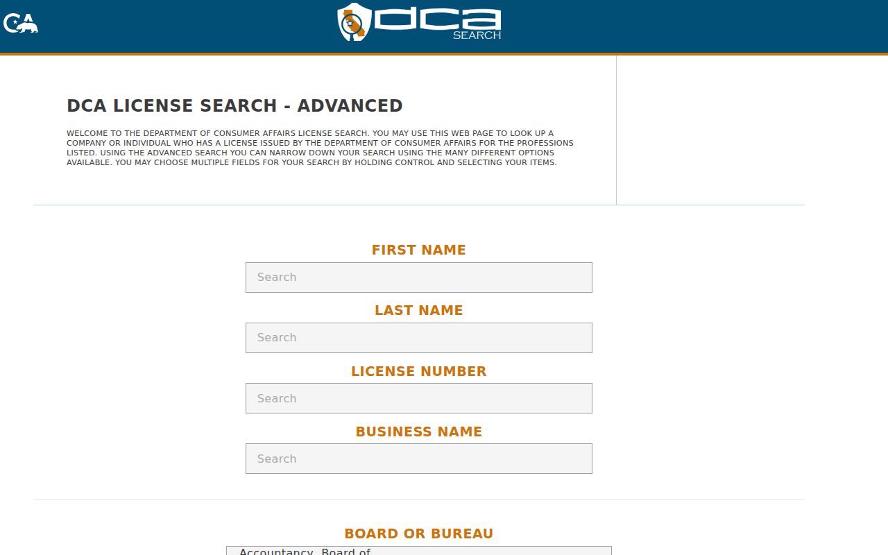 Lincoln people search California professional license directory