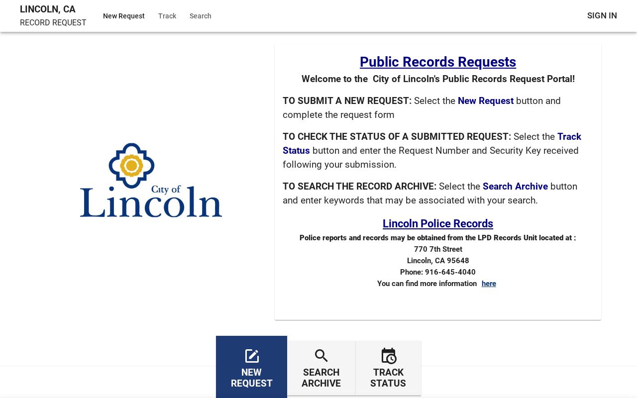 Lincoln people search city public records request portal
