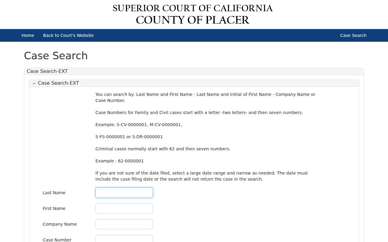 Lincoln people search Placer Superior Court case records
