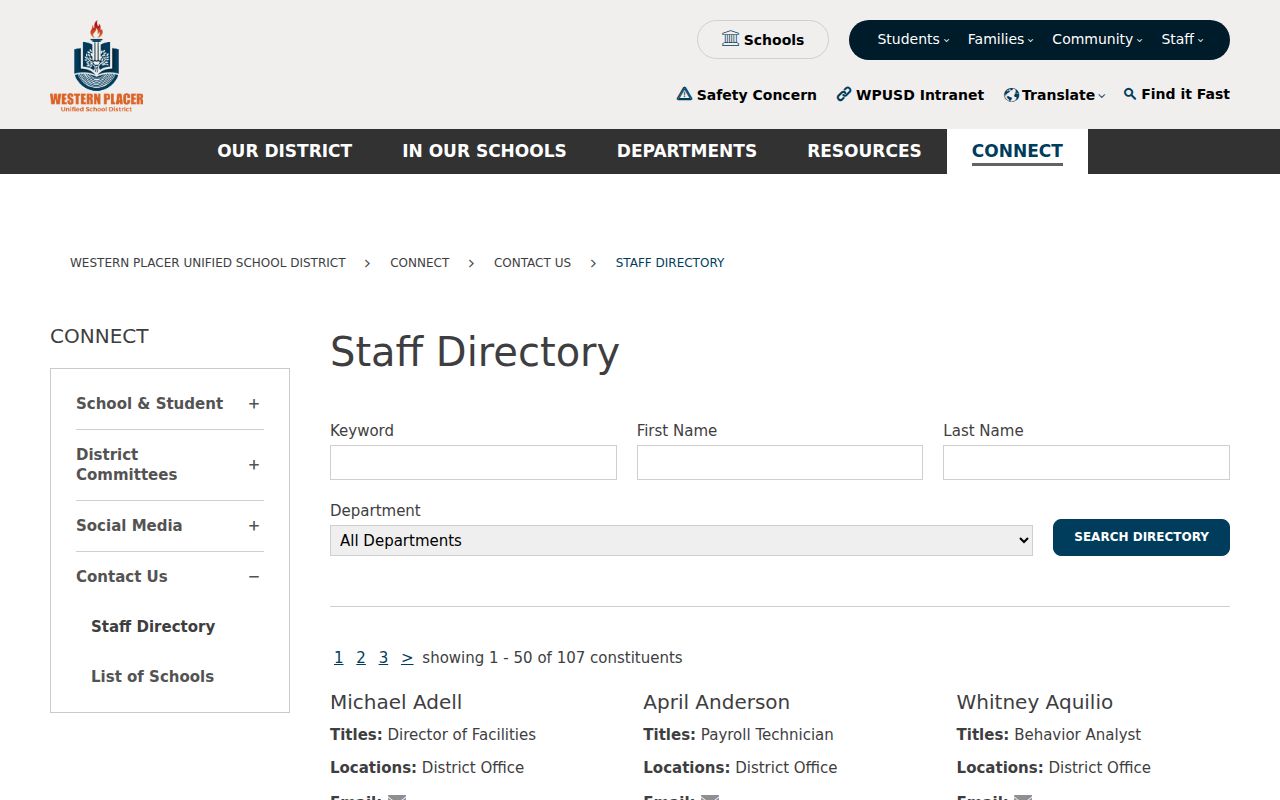 Lincoln people search Western Placer Unified staff directory