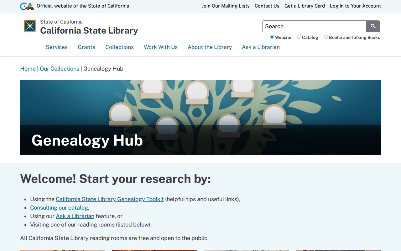 Lincoln people directories California State Library genealogy collection