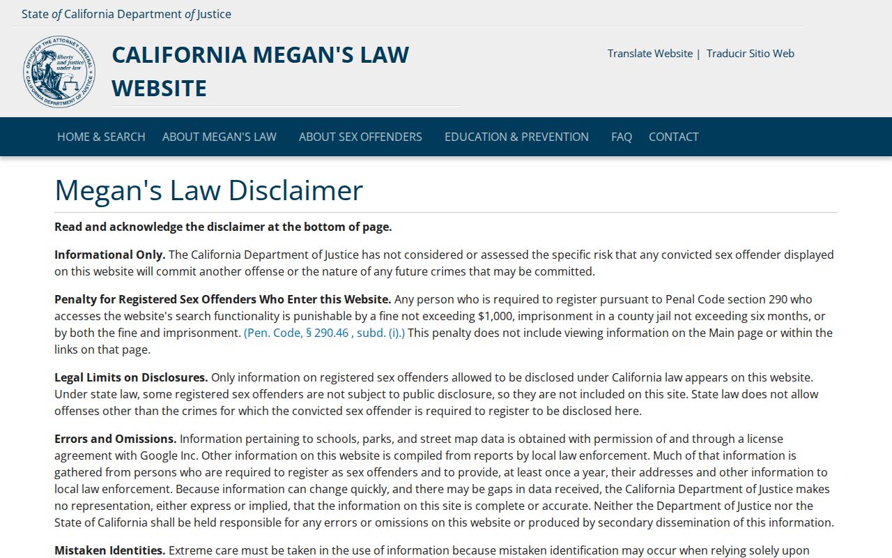Lincoln public records access through California DOJ Megan's Law