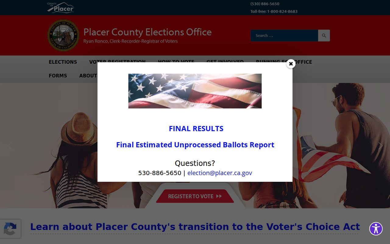 Lincoln voter registration records at the Placer County Elections office page